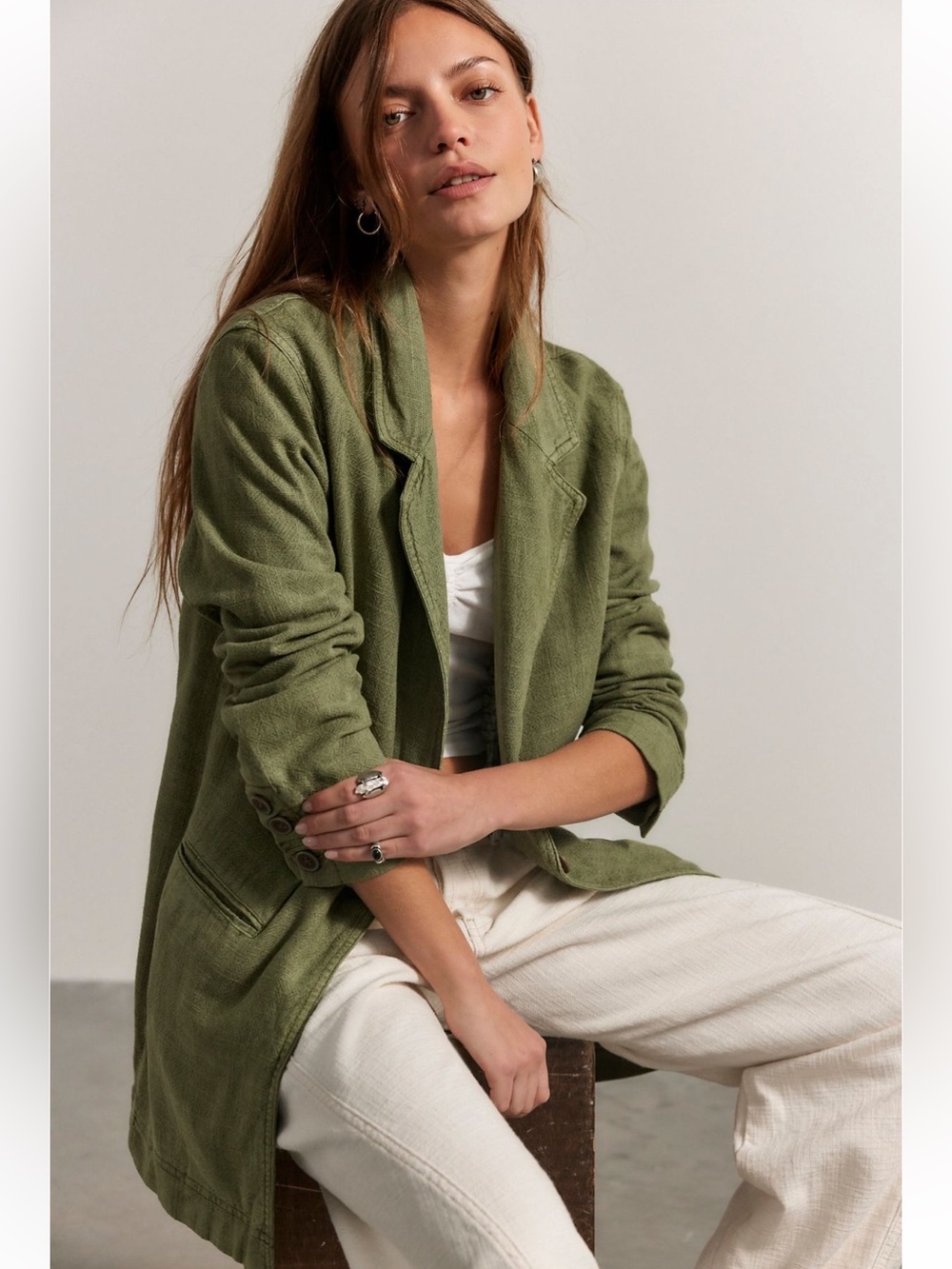 Free People Beckett Boyfriend Blazer Floral Print